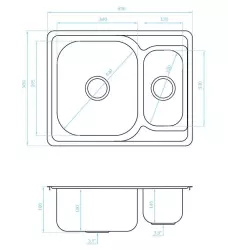 Fregadero Ausmann Basic acero inoxidable de un seno y medio para montaje sobre encimera reversible 63x50 cm incluido sifón 1208956969