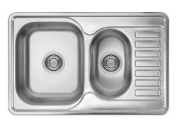 Fregadero para montaje sobre encimera Ausmann Basic de acero inoxidable de un seno y medio con escurridor reversible 78x50 cm incluido sifón 1208956970