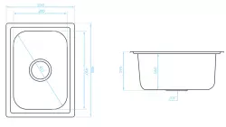 Fregadero Ausmann Basic pequeño para montaje sobre encimera de acero inoxidable 35x48 cm con sifón 1208956971