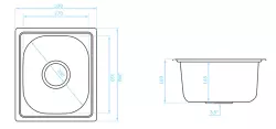 Fregadero Ausmann Basic pequeño para montaje sobre encimera de acero inoxidable 33x38 cm con sifón 1208956972