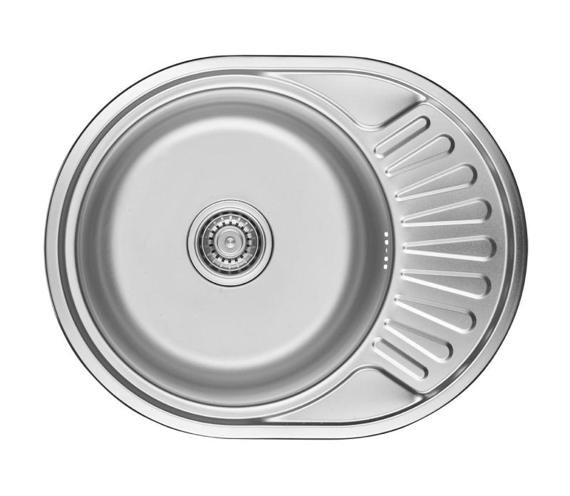 Fregadero de superficie Ausmann Basic para montaje sobre encimera de acero inoxidable con escurridor reversible 57x45 cm incluido sifón 1208956973