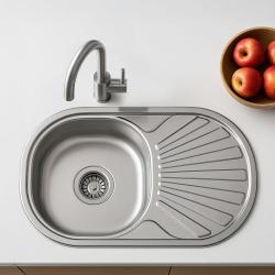 Fregadero para montaje sobre encimera Ausmann Basic de acero inoxidable con escurridor reversible 74x44,5 cm incluido sifón 1208956974