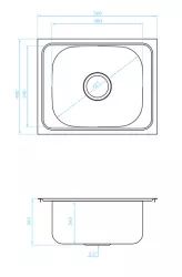 Fregadero Ausmann Basic para montaje sobre encimera de acero inoxidable 50x40 cm con sifón 1208956975