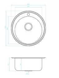 Fregadero redondo para montaje sobre encimera Ausmann Basic de acero inoxidable con orificio para grifo de 51 cm incluido sifón 1208956976