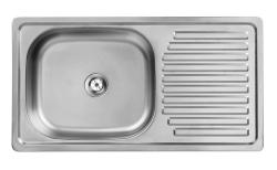 Fregadero de superficie Ausmann Basic para montaje sobre encimera de acero inoxidable con escurridor reversible 75x40 cm incluido sifón 1208956996