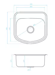 Fregadero para montaje sobre encimera Ausmann Basic de acero inoxidable 49x47 cm con orificio para grifo de banco incluido sifón 1208956997