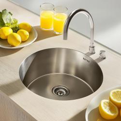 Fregadero redondo para montaje sobre encimera de acero inoxidable Ausmann Basic de 43 cm con sifón 1208956999