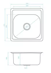 Fregadero para montaje sobre encimera Ausmann Basic de acero inoxidable 48x48 cm con banco para grifería incluido sifón 1208957000