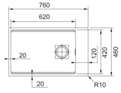 Fregadero Franke Kubus KNG 110.62 negro mate para montaje bajo encimera 72x42 base de granito con agujero para grifo 125.0633.509