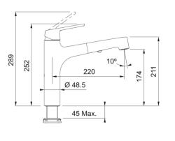 Grifo de cocina Franke Lift con rociador extraíble cromado 115.0621.668