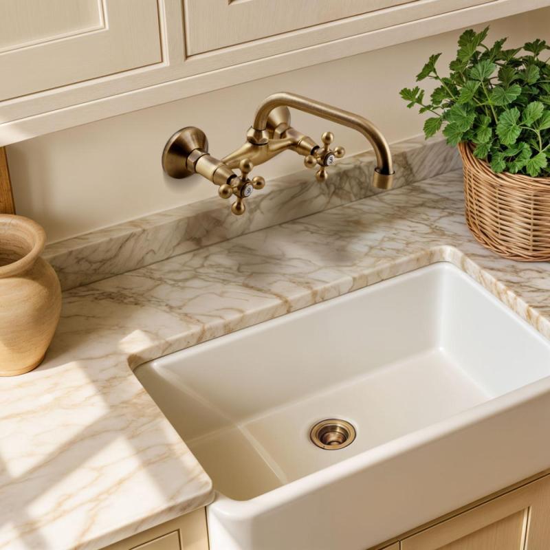 Grifo mural de cocina AquaTrimo Vivaldi clásico bronce caño superior 21VV7066BN