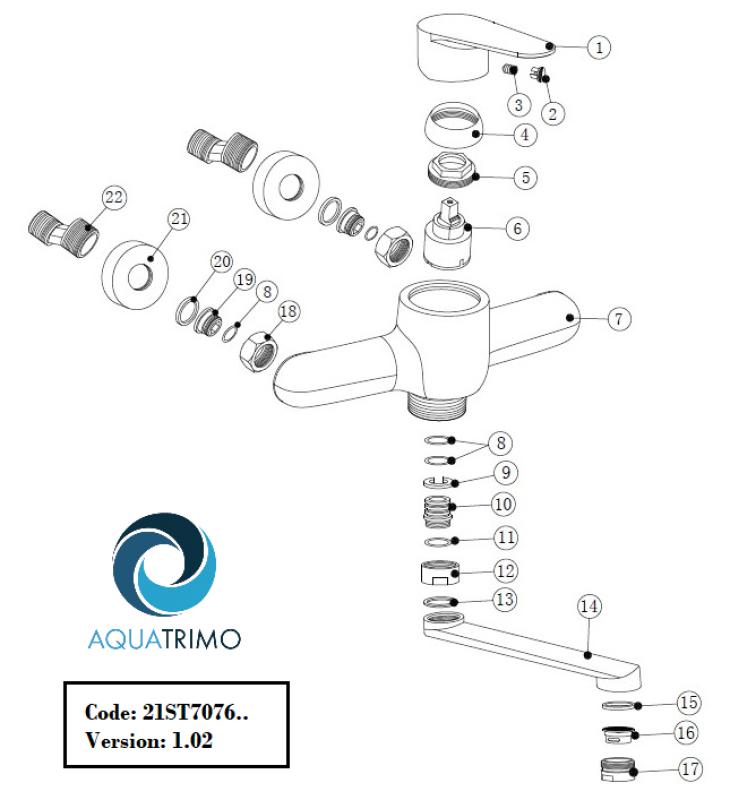 AquaTrimo Schubert grifo de pared para cocina de una sola manija cromado 21ST7076CM