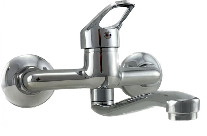 Grifo de pared AquaTrimo Verdi monomando de cocina cromado con caño corto 21VD7079CM