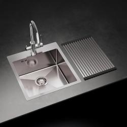 Ausmann Oder Blue fregadero de acero inoxidable 45x50cm instalación plana y montaje en superficie con banco para grifo 1208957117