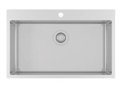 Fregadero grande Ausmann Oder Blue de acero inoxidable 79x50cm enrasado y sobre encimera con orificio para grifo de banco 1208957119