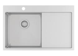 Fregadero Ausmann Oder Azul de acero inoxidable 78x50cm enrasado y sobre encimera con escurridor 1208957122