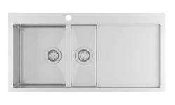 Fregadero Ausmann Oder Blue de un seno y medio de acero inoxidable 100x51cm enrasado y sobre encimera con escurridor 1208957128