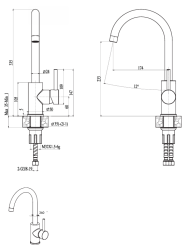 Grifo mezclador de cocina Ausmann Petra con caño giratorio cromado completamente metálico 1208957156