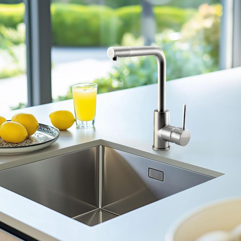 Grifo de cocina Ausmann Lavea acero inoxidable con caño giratorio y perlizador giratorio 1208957160