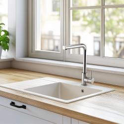 Grifo de cocina Hausmann Lavea con caño giratorio y perlizador giratorio acero inoxidable pulido (brillante) 1208957161