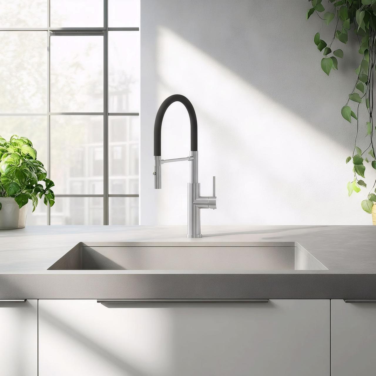 Mezclador de cocina Quadri Chester con caño flexible y ducha con 2 modos de rociado acero inoxidable 1208957226 - Productafbeelding 2