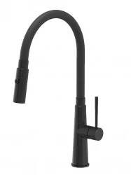 Grifo monomando de cocina Quadri Preston negro mate con caño flexible negro de 2 posiciones 1208957227