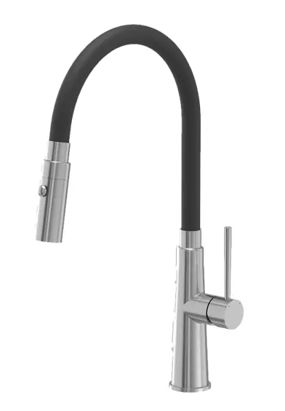 Grifo mezclador de cocina Quadri Preston de acero inoxidable con caño flexible negro de 2 posiciones 1208957228