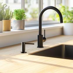 Dispensador de jabón Reginox empotrable negro mate azabache para montaje superior rellenable por la parte superior R35450