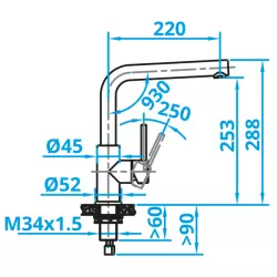 Grifo monomando de cocina Caressi Basic Line en acero inoxidable CABL003I U ECO 1208957246