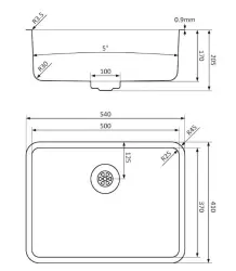 Fregadero de acero inoxidable Lorreine Pro de 50 cm para montaje enrasado, bajo encimera y sobre encimera 1208957321