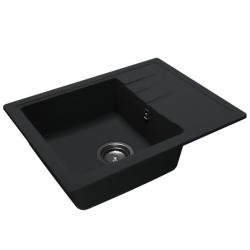 Fregadero GraniteMy Smart negro sobre encimera de granito extraplano 58x44cm con escurridor reversible 1208957354