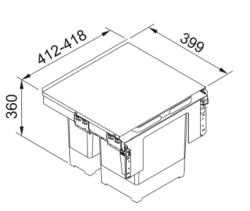 Cubo de basura empotrable Franke Sorter Garbo 45-2 1 x 12 y 1 x 18 litros 121.0200.692