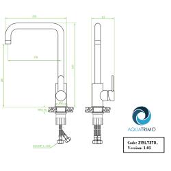 Grifo monomando de cocina AquaTrimo Solid de acero inoxidable con caño giratorio 21SL7370SS