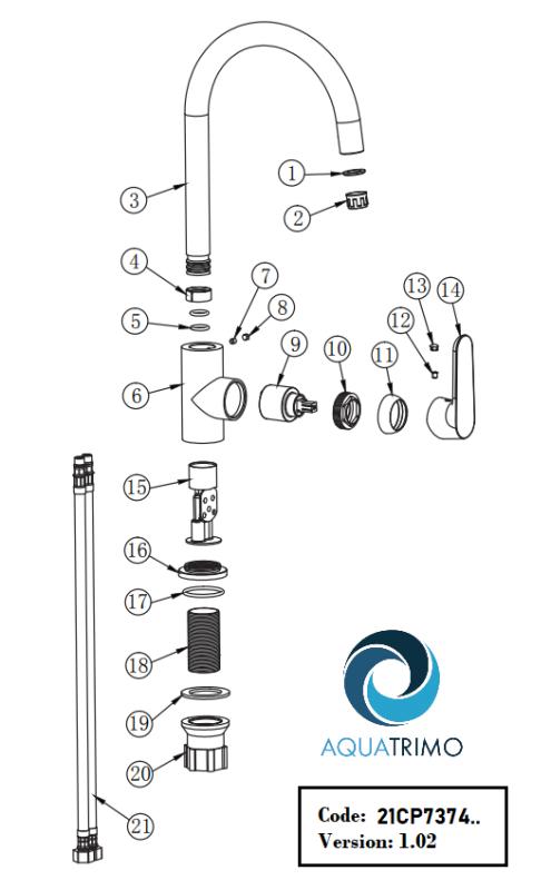 Grifo monomando de cocina AquaTrimo Chopin negro mate 21CP7374SW