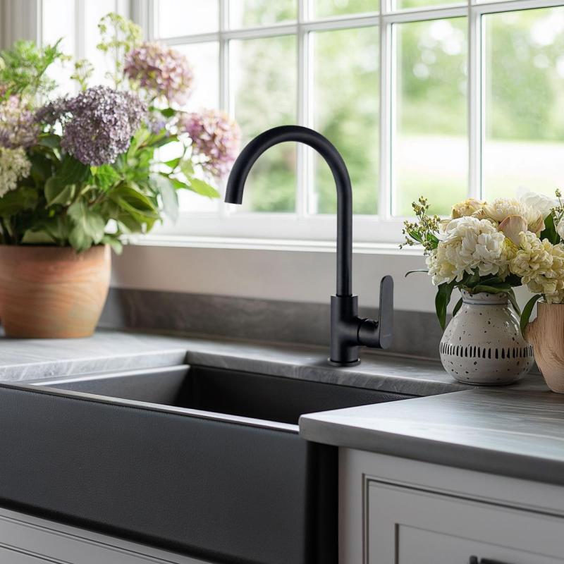 Grifo monomando de cocina AquaTrimo Chopin negro mate 21CP7374SW