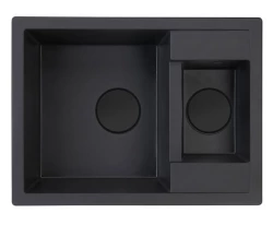 Fregadero GraniteMy Smart extraplano de granito de un seno y medio para montaje sobre encimera, negro reversible 58x44cm 1208957386