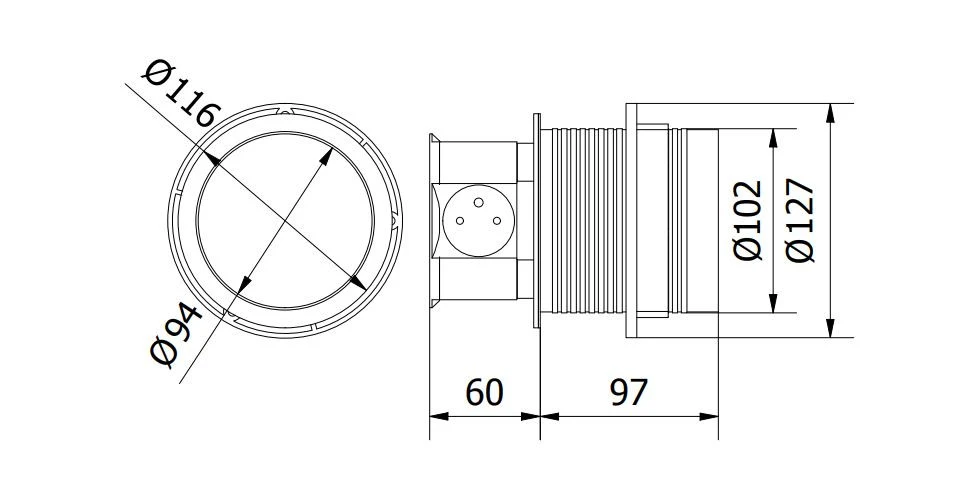 Multienchufe de cocina Indux Push encastrado en encimera, toma de tierra tipo E plateado con 3 tomas y 2 x USB 1208957411