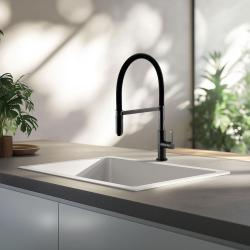 Grifo de cocina Ausmann Lavea gris plomo PVD grafito con caño giratorio y flexible 1208957437