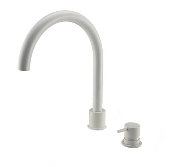 Grifo monomando de cocina de 2 agujeros Waterevolution Flow blanco mate T151BR