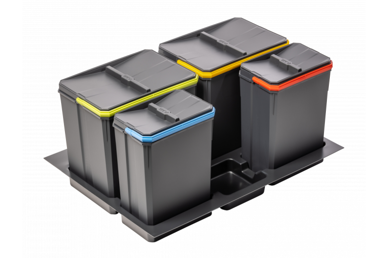 Sistema de clasificación de residuos Garbi Basket B-70-4 para cajón 70cm incl. soporte y 4 cubos de basura 1208957476