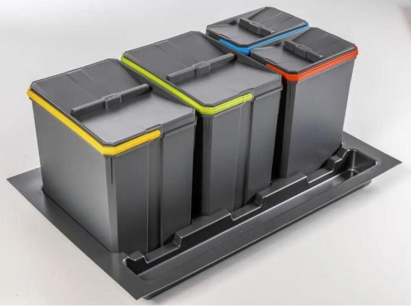 Sistema de clasificación de residuos Garbi Basket B-80-4 para cajón 80cm incl. soporte y 4 cubos de basura 1208957477