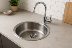 Fregadero redondo de acero inoxidable Franke Rondo ROX 210.38 de 43,9 cm para montaje bajo encimera, enrasado y sobre encimera 127.0688.778