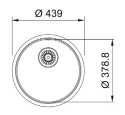 Fregadero redondo de acero inoxidable Franke Rondo ROX 210.38 de 43,9 cm para montaje bajo encimera, enrasado y sobre encimera 127.0688.778