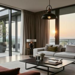 Lámpara de techo Decor Mees metálica en color negro con pantalla adosada en forma de lámpara de petróleo 2363