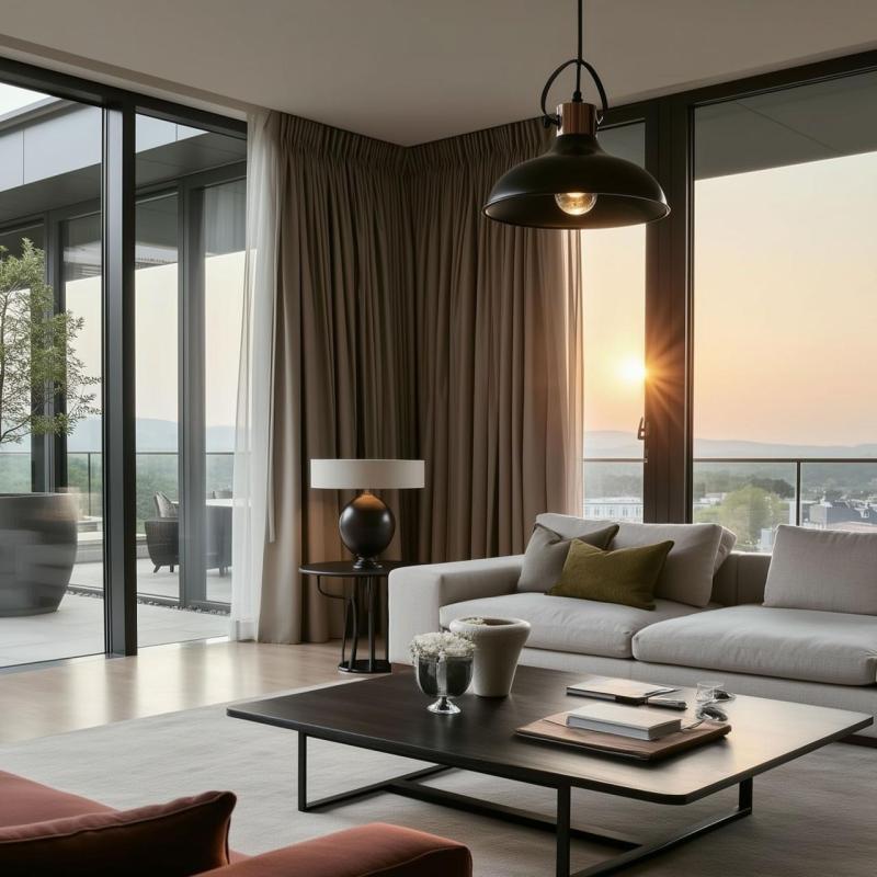 Lámpara de techo Decor Mees metálica en color negro con pantalla adosada en forma de lámpara de petróleo 2363