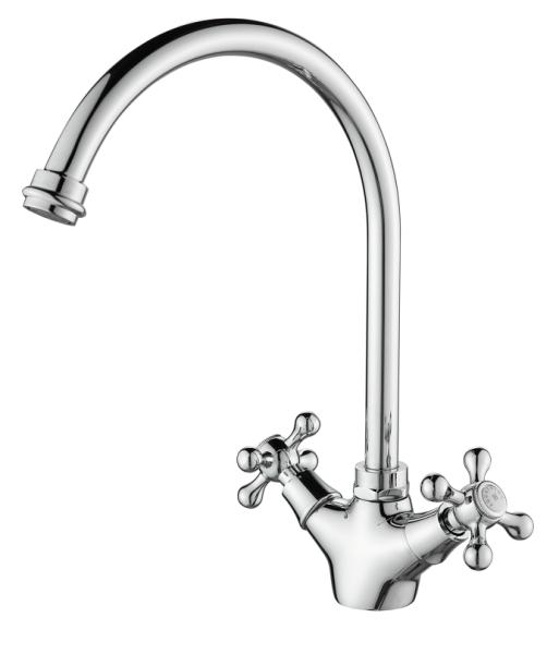 Grifo de cocina clásico AquaTrimo Windsor con caño redondo cromado 21WS7652CM