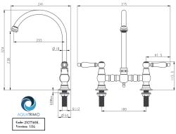 Grifo AquaTrimo Country de 2 agujeros clásico Nostalgic Bridge con caño redondo cromado 21CT7655CM