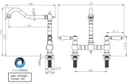 Grifo AquaTrimo Country de 2 orificios clásico de cocina nostálgic bridge  con caño acodado cromo 21CT7657CM