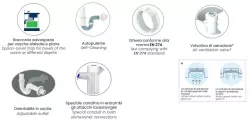 Sifón para fregadero de cocina Ausmann Siphon doble que ahorra espacio con salida de aire y 2 conexiones para lavavajillas 1208957662