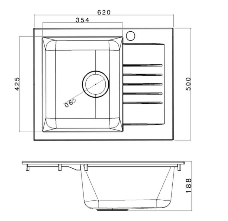 Fregadero Ausmann Fibre Mini negro reversible con escurridor sobre encimera 62x50cm 1208957667